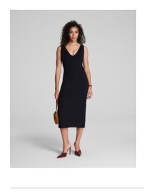 SPANX Black Sleeveless V-Neck Midi Dress
